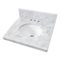 Kingston Brass 19 x 17 Carrara Marble Vanity Top with Oval Sink 4 Faucet Drillings, Carrara White KVPB1917M34